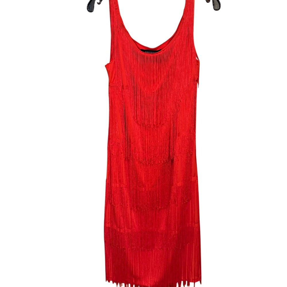 Ashley Stewart Red Fringe‎ Dress Sleeveless Flapper Cocktail Party Size 16